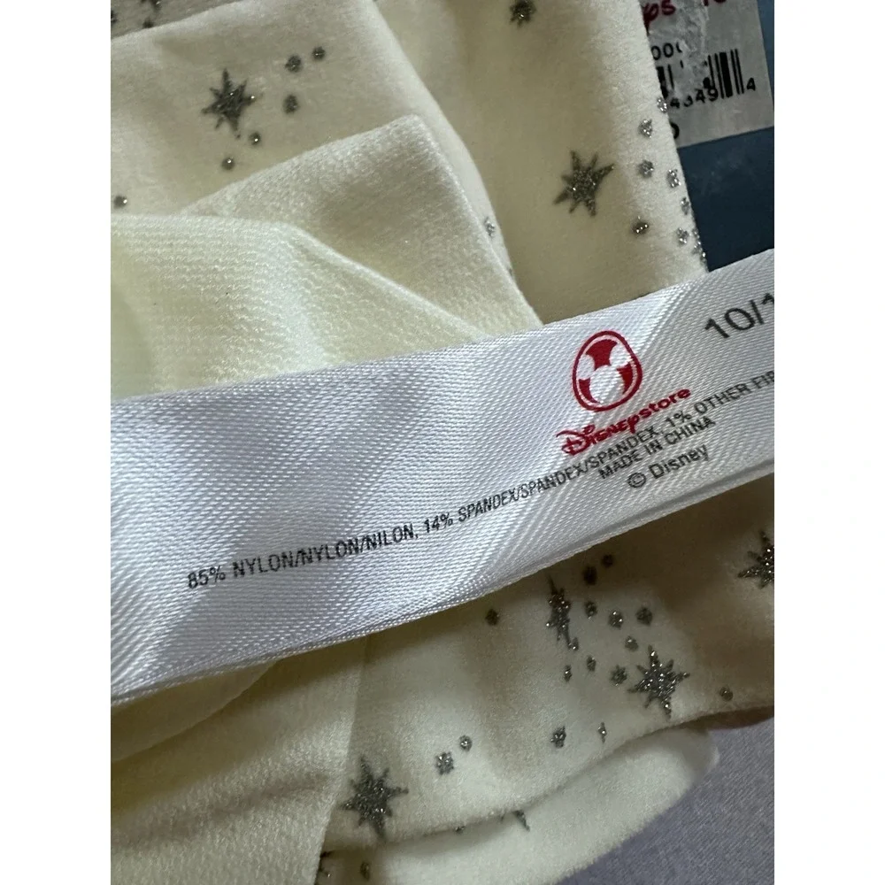 Disney Store Girls' Silver Glitter Stars Printed Nylon Tights 10-12‎ Cinderella